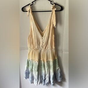 Storia Multicolor Tie-Strap romper freedom ombré size medium ruffle tie dye